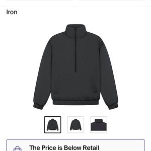 Fear of god essentials- quilted pullover (iron) new with tags size large